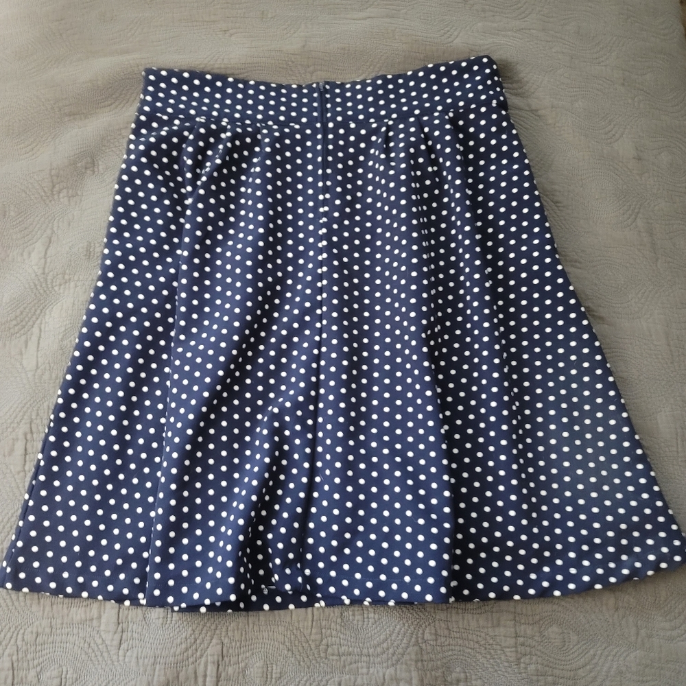 EUC 1X Modcloth Navy Polkadot Skirt - Picture 6 of 8